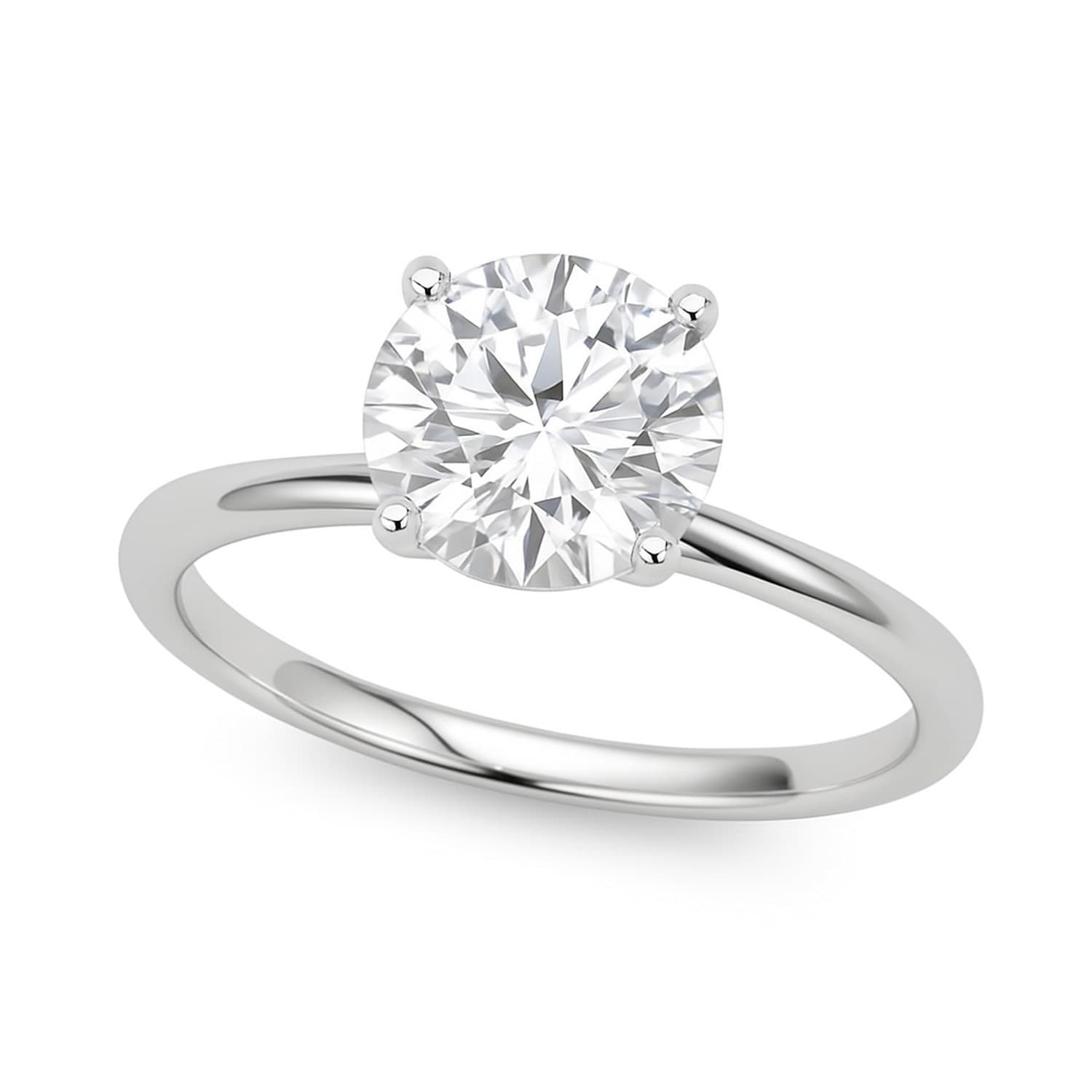 Anillo Solitario, Oro Blanco 14K
