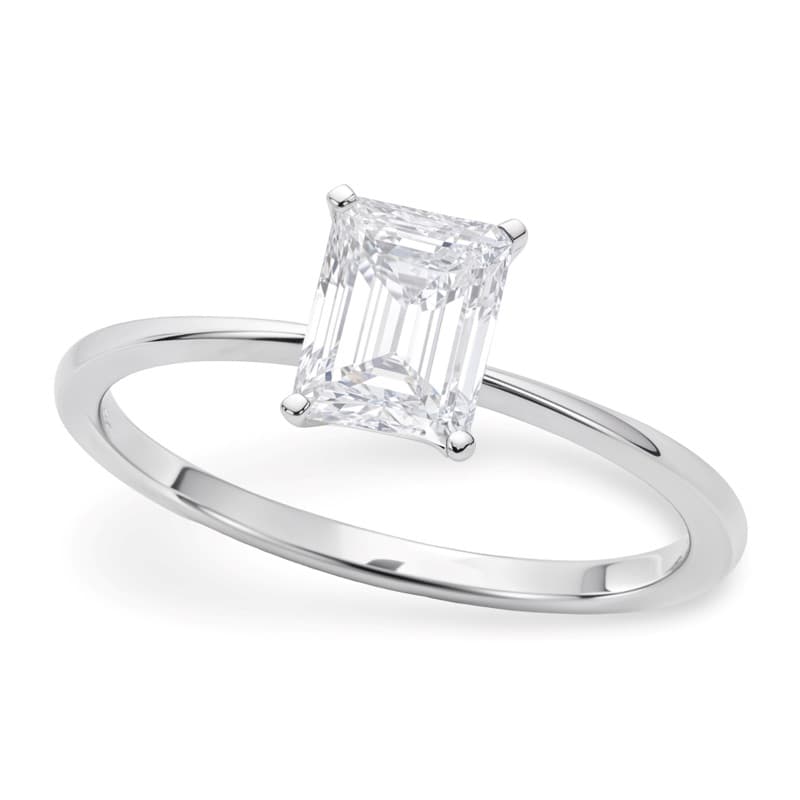 Anillo Solitario, Oro Blanco 14K