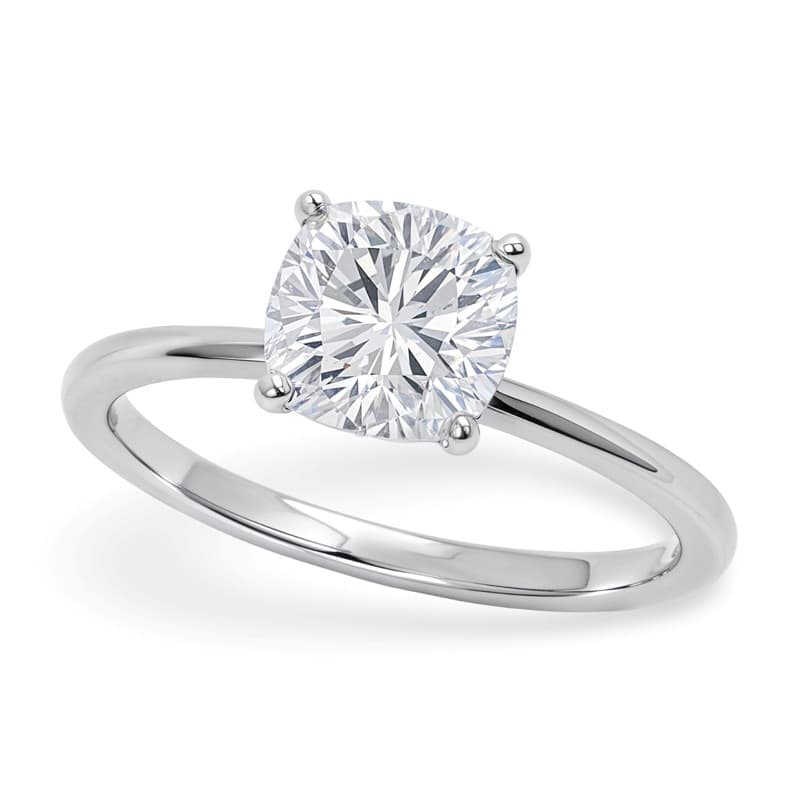Anillo Solitario, Oro Blanco 14K