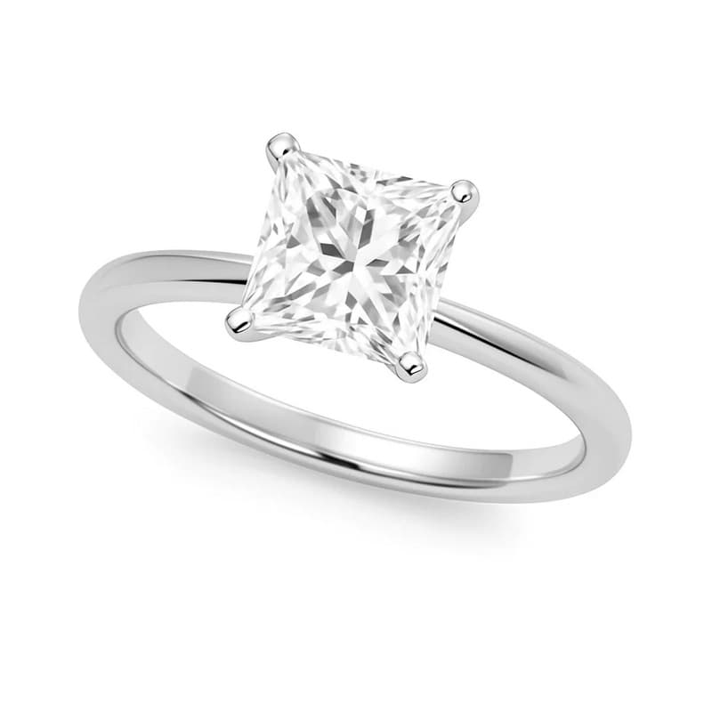 Anillo Solitario, Oro Blanco 14K