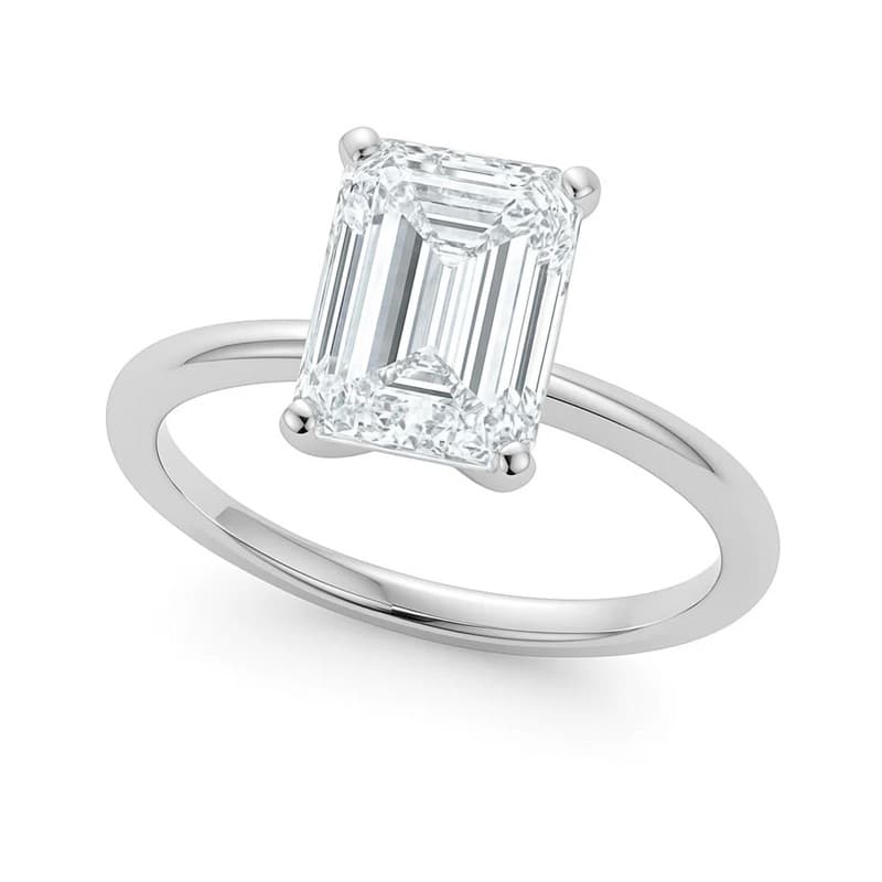 Anillo Solitario, Oro Blanco 14K