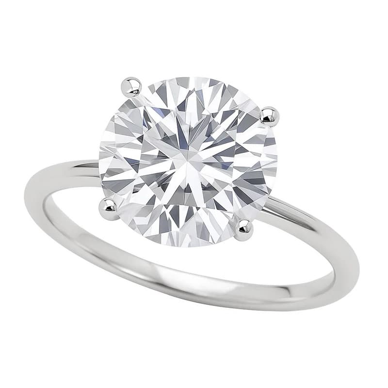 Anillo Solitario, Oro Blanco 10K