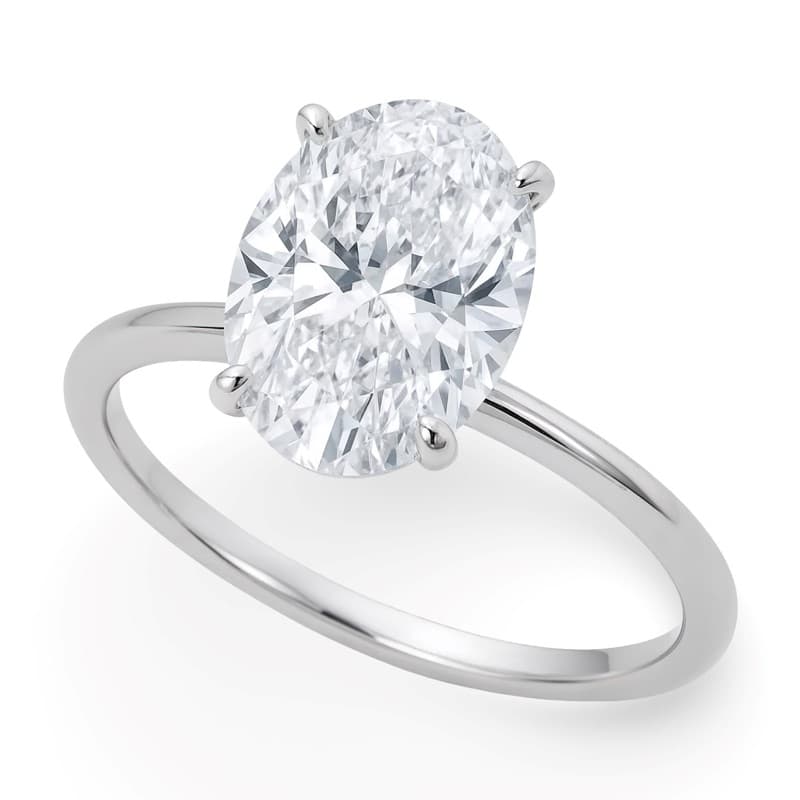 Anillo Solitario, Oro Blanco 10K