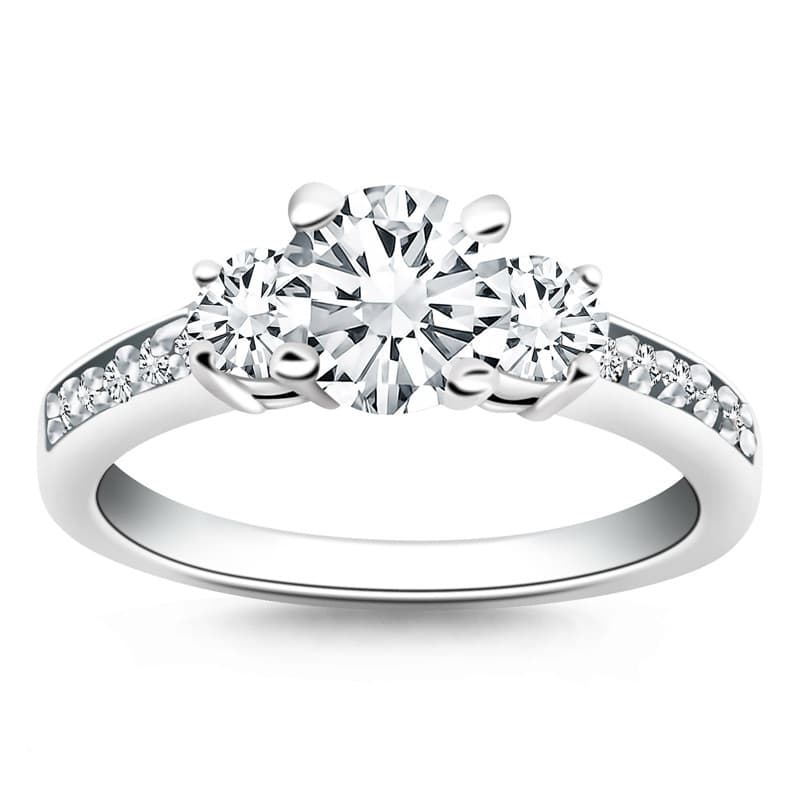 Three-Stone Ring, 14K White Gold