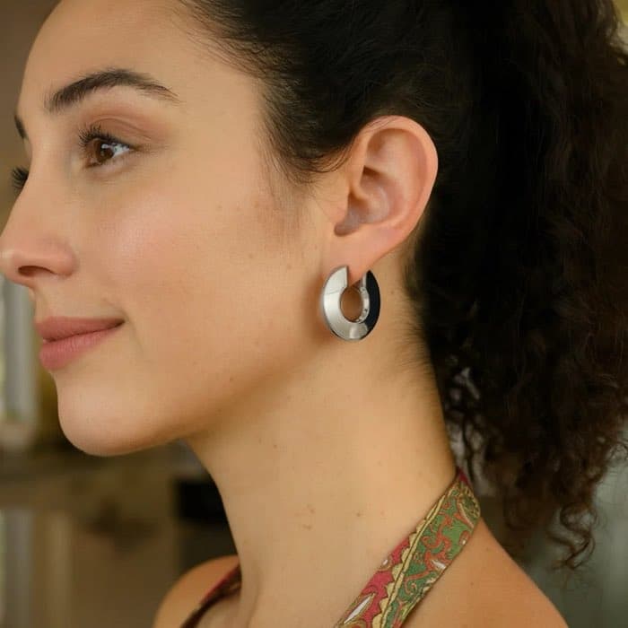 Hoop Earrings, Sterling Silver (detail)