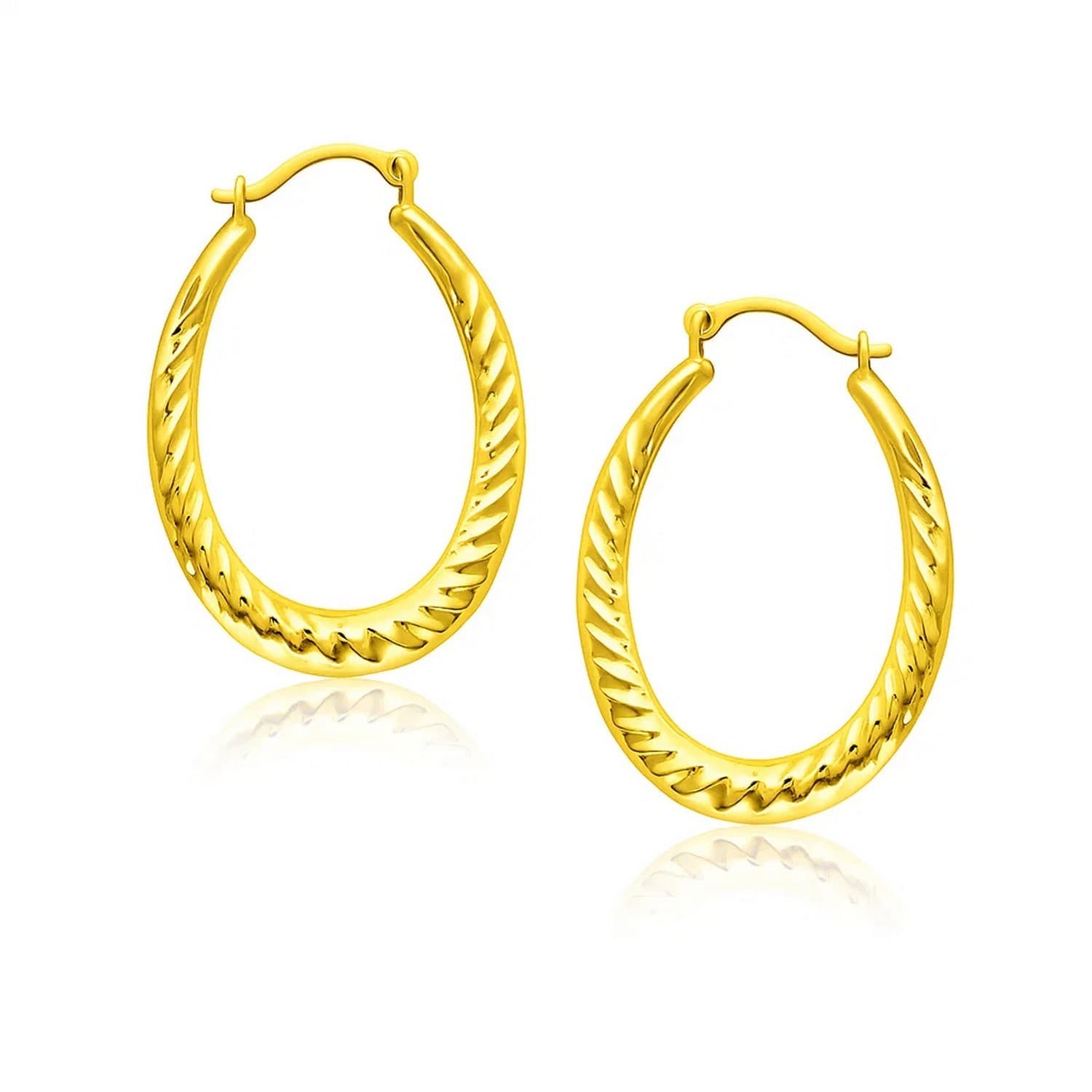 Textured Hoop Earrings, 14K Yellow Gold