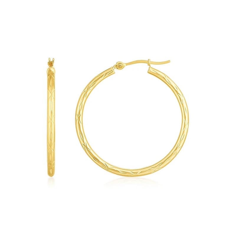 Hoop Earrings, 14K Yellow Gold