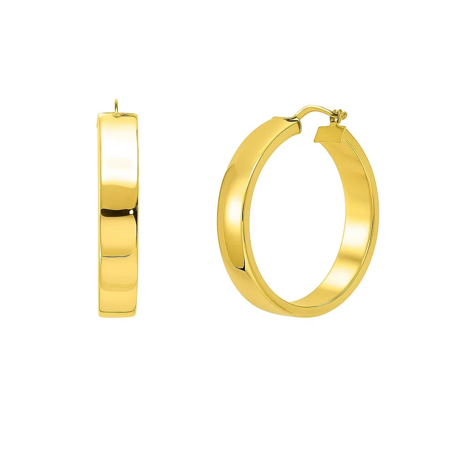The pair: one hoop in profile and one head-on, showing the square tube