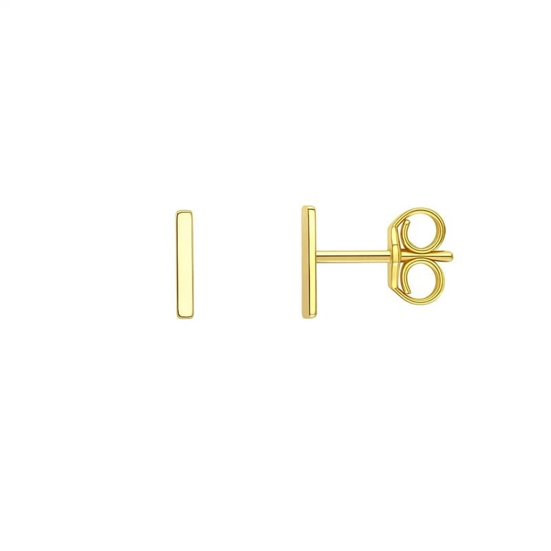Initial “I” Earrings, 14K Yellow Gold