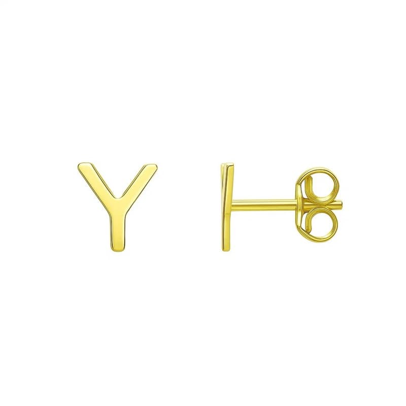Aretes Inicial «Y», Oro Amarillo 14K