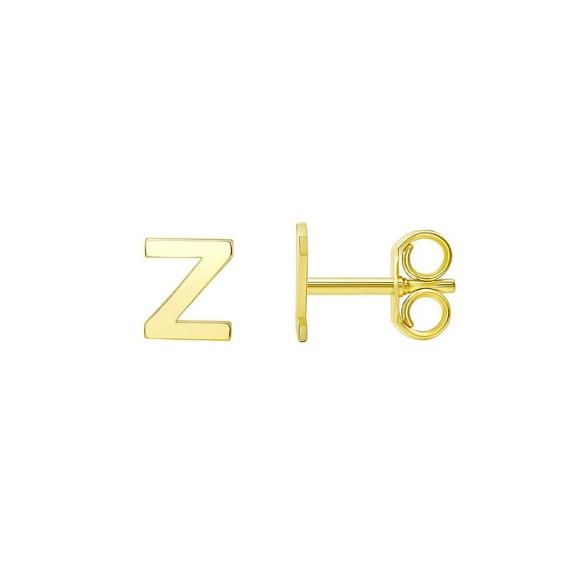 Initial “Z” Earrings, 14K Yellow Gold
