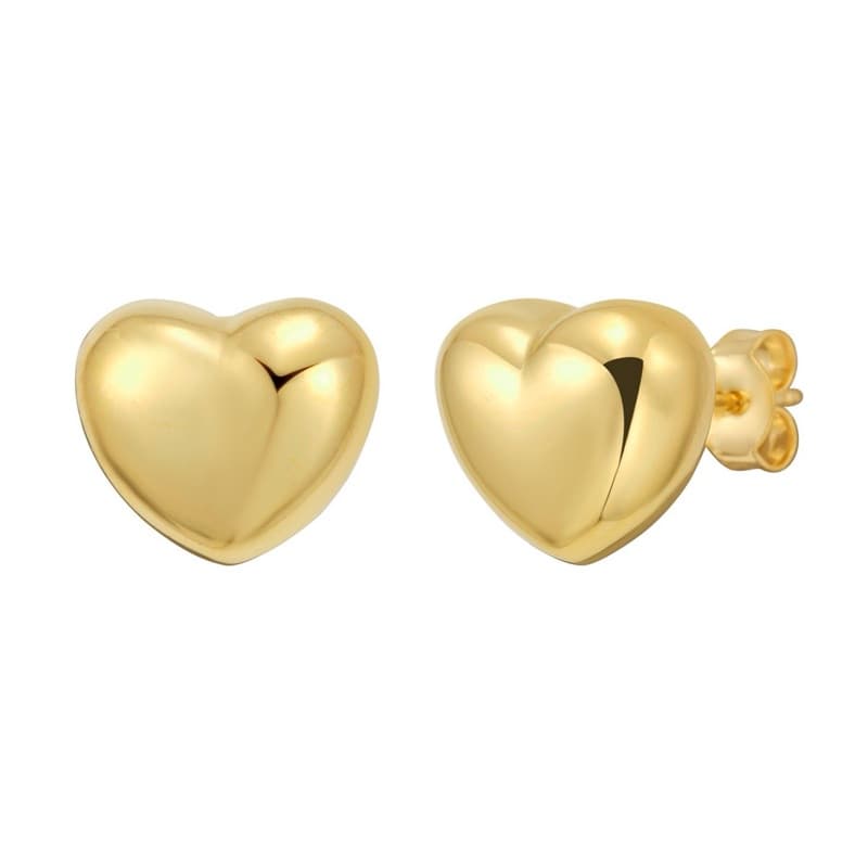 Aretes Corazón, Plata Dorada 925