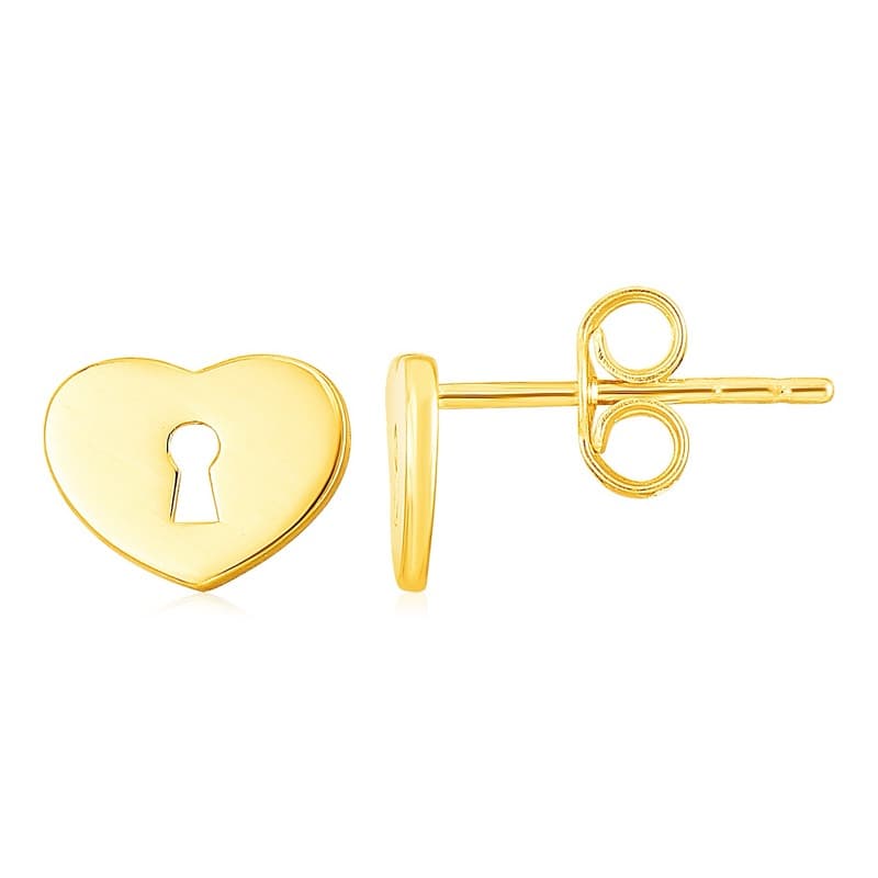 Heart Earrings, 14K Yellow Gold