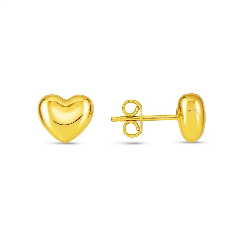 Aretes Corazón, Oro Amarillo 14K