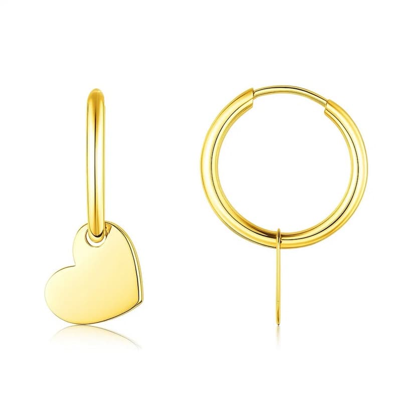 Heart Earrings, 14K Yellow Gold