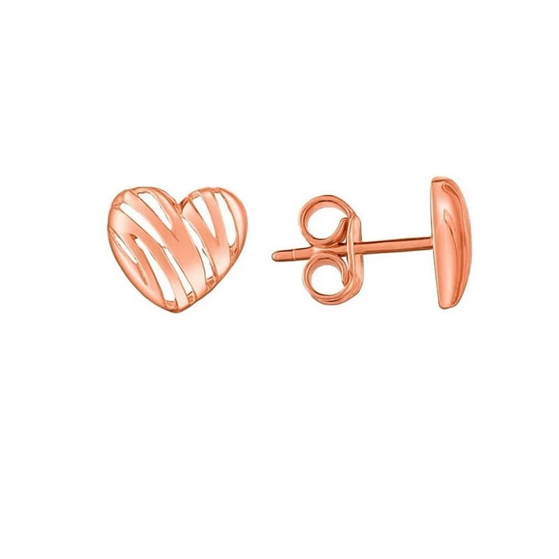 Heart Earrings, 14K Rose Gold
