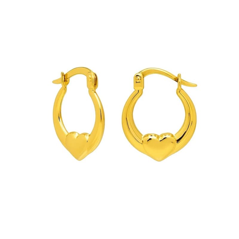 Aretes Corazón, Oro Amarillo 14K