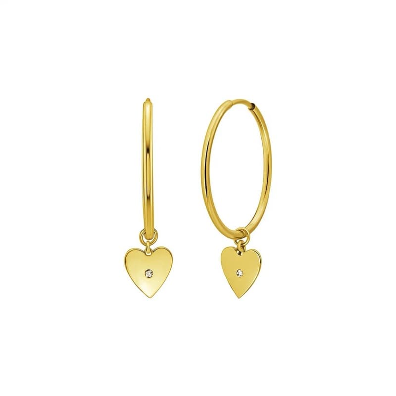 Heart Earrings, 14K Yellow Gold