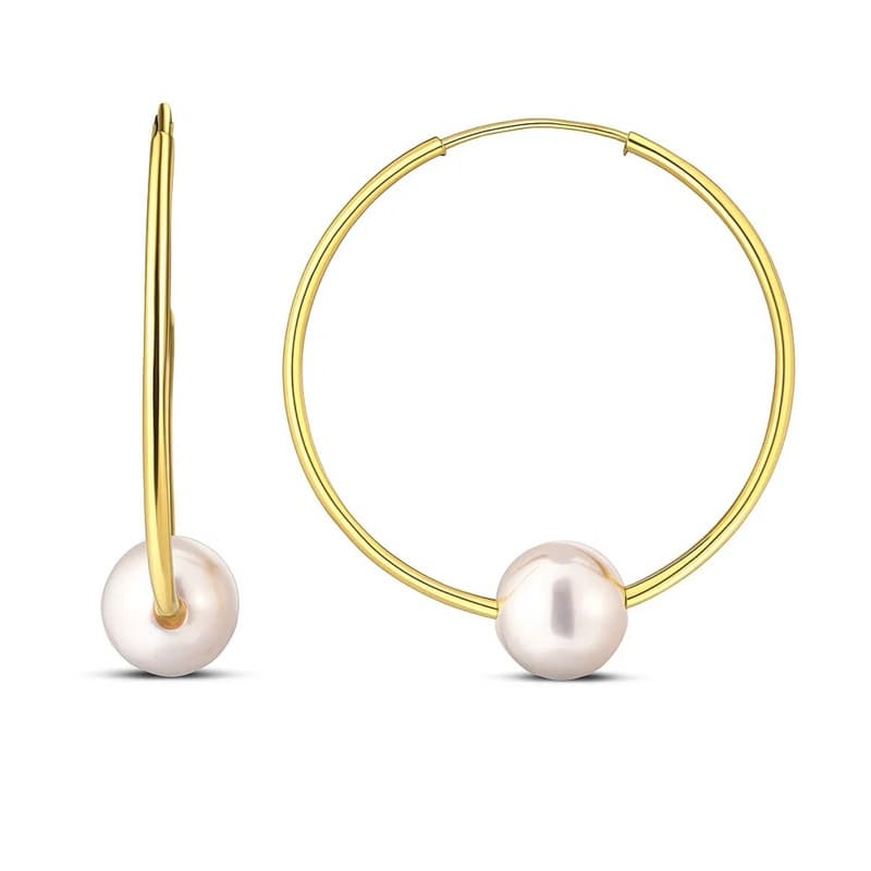 Pearl Earrings, 14K Yellow Gold