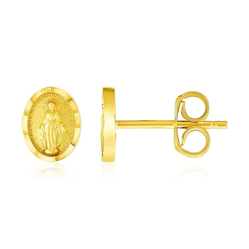 Religious Earrings, 14K Yellow Gold