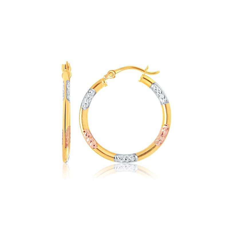 Aretes, Oro Tricolor 14K