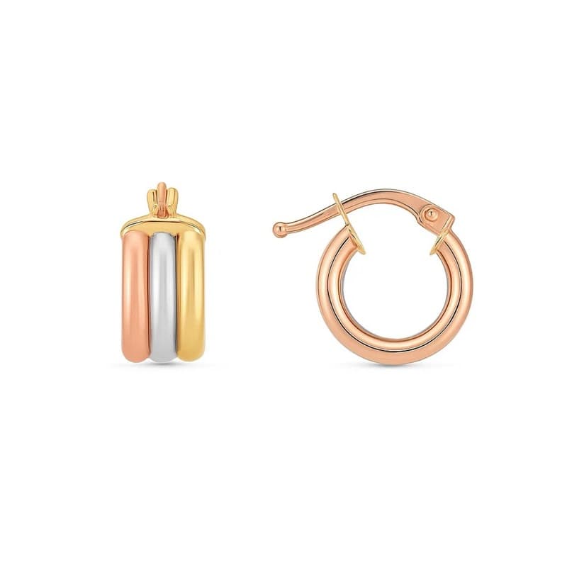 Aretes, Oro Tricolor 14K