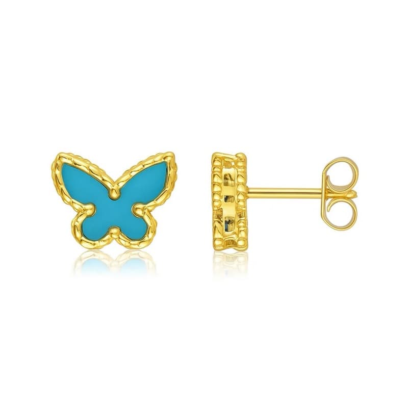 Gemstone Earrings, 14K Yellow Gold