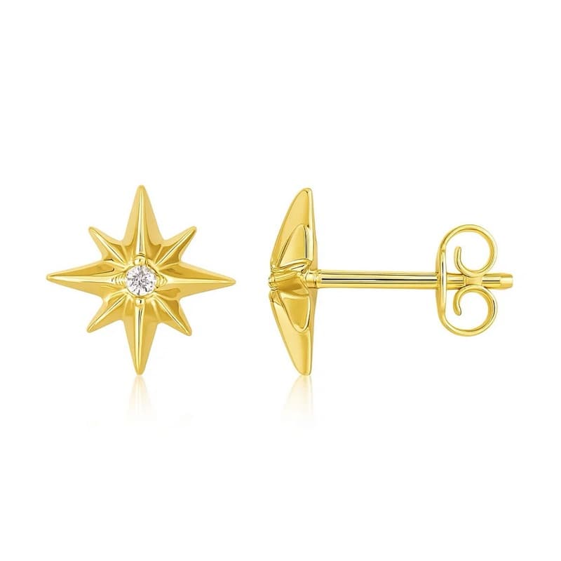 Aretes Diamante, Oro Amarillo 14K