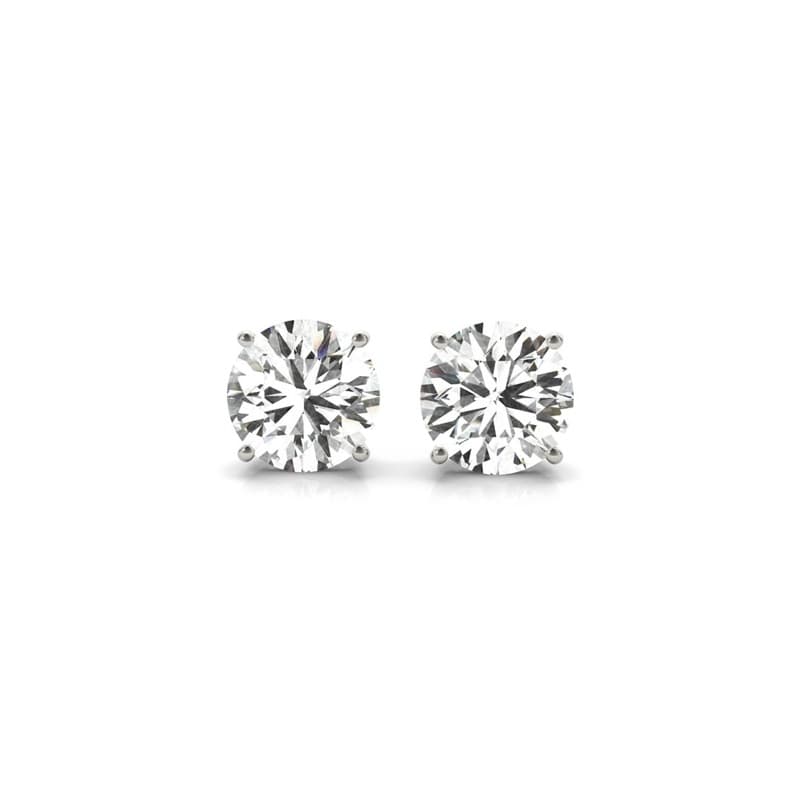 Diamond Stud Earrings, 14K White Gold