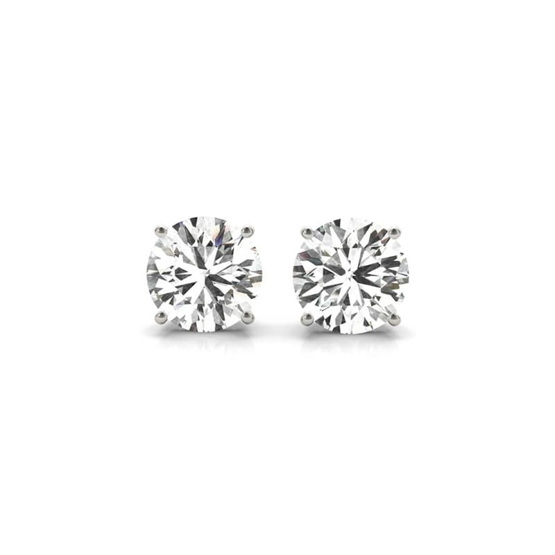 Diamond Stud Earrings, 14K White Gold