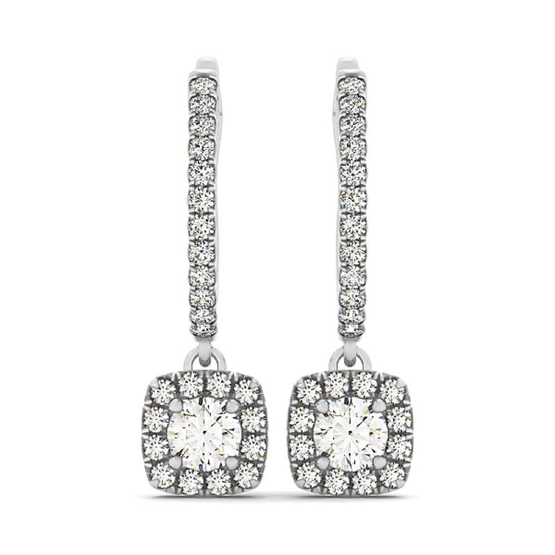 Aretes Halo, Oro Blanco 14K