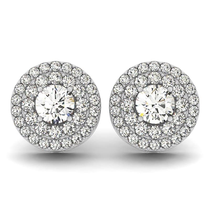 Halo Earrings, 14K White Gold