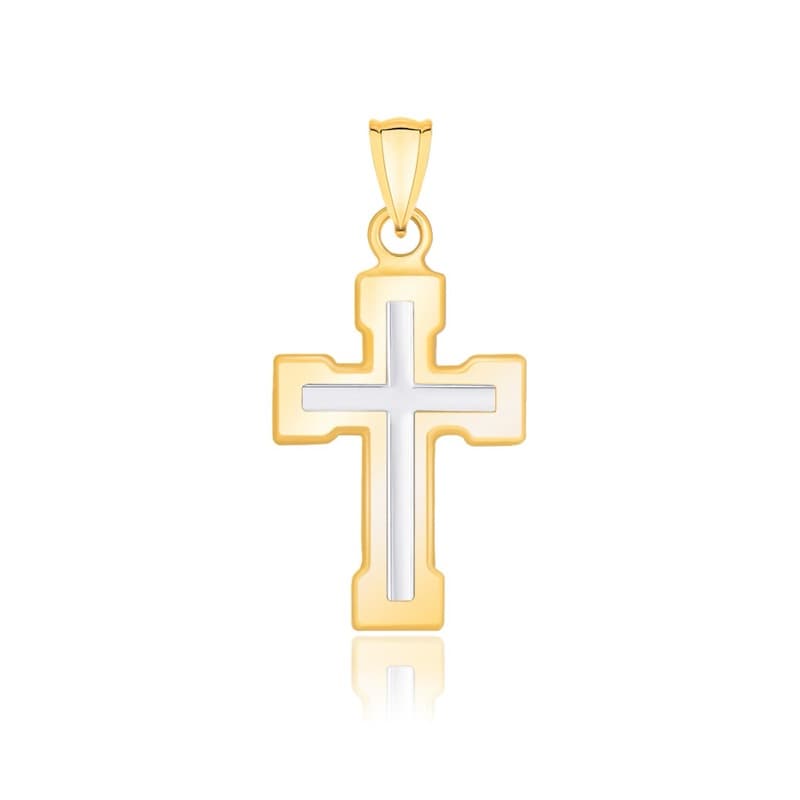 Cross Pendant, 14K Two-Tone Gold