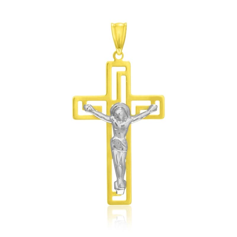 Cross Pendant, 14K Two-Tone Gold