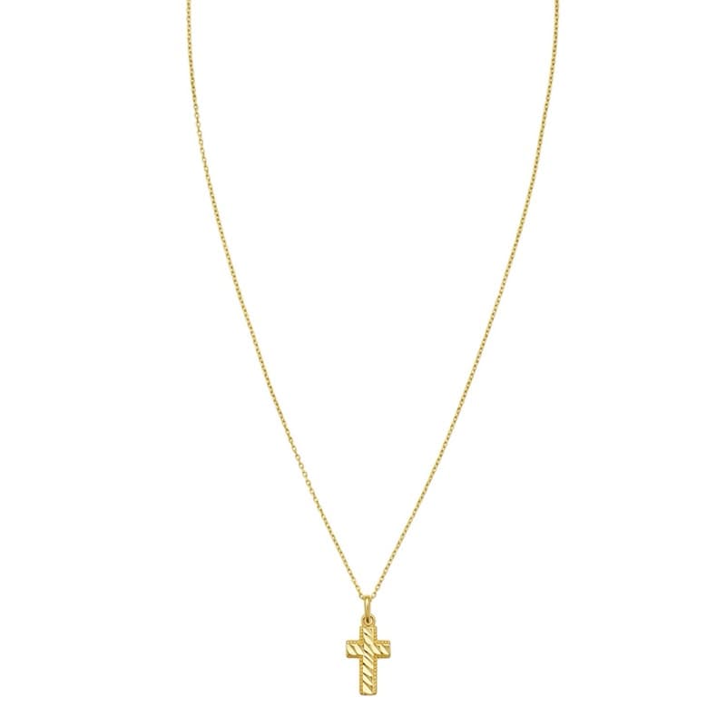 Cross Pendant Necklace, 14K Yellow Gold