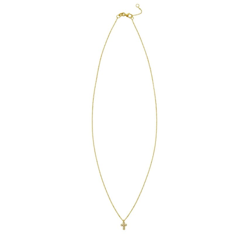 Cross Pendant Necklace, 14K Yellow Gold