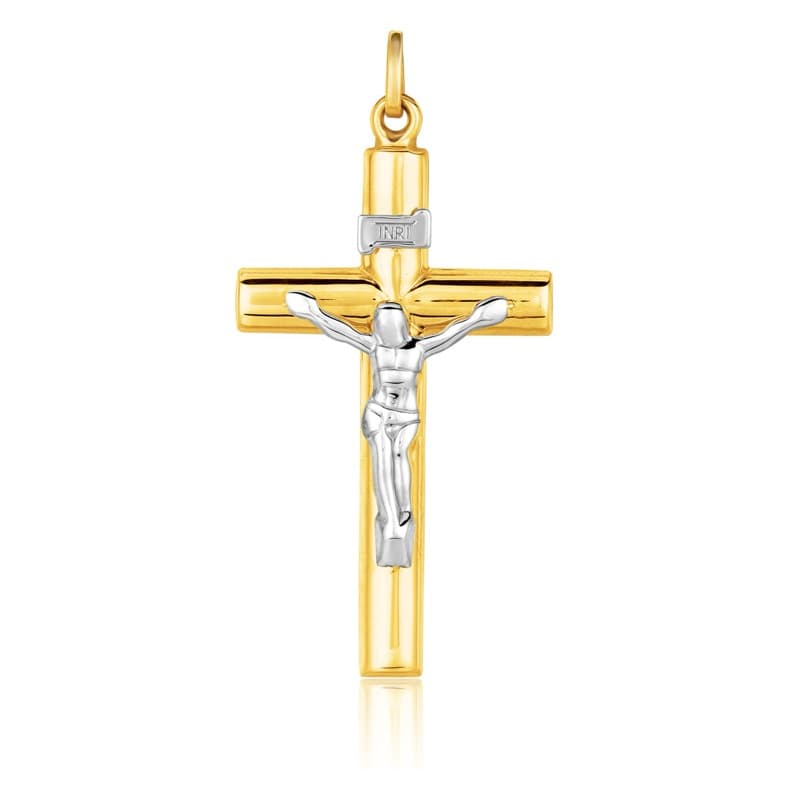 Cross Pendant, 14K Two-Tone Gold