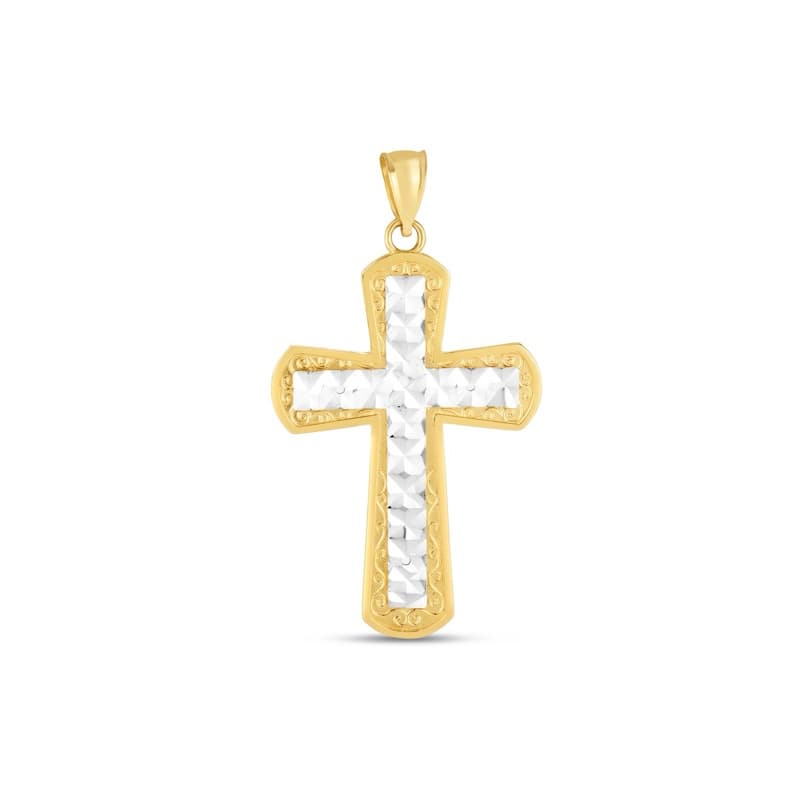 Cross Pendant, 14K Two-Tone Gold