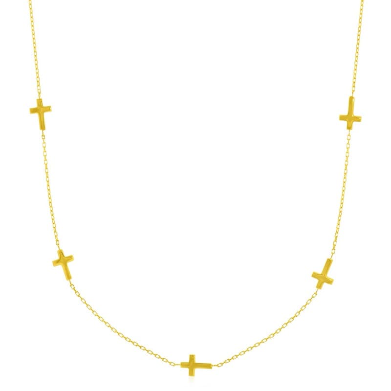 Cross Pendant Necklace, 14K Yellow Gold