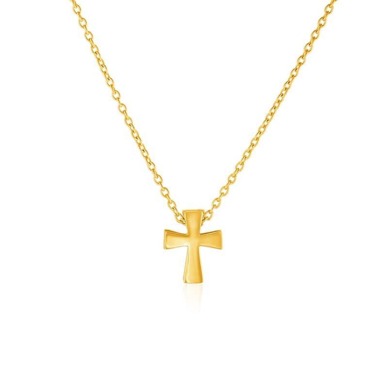 Cross Pendant Necklace, 14K Yellow Gold