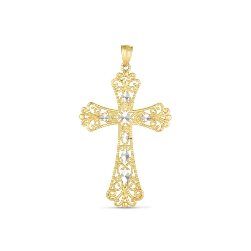 Cross Pendant, 14K Two-Tone Gold