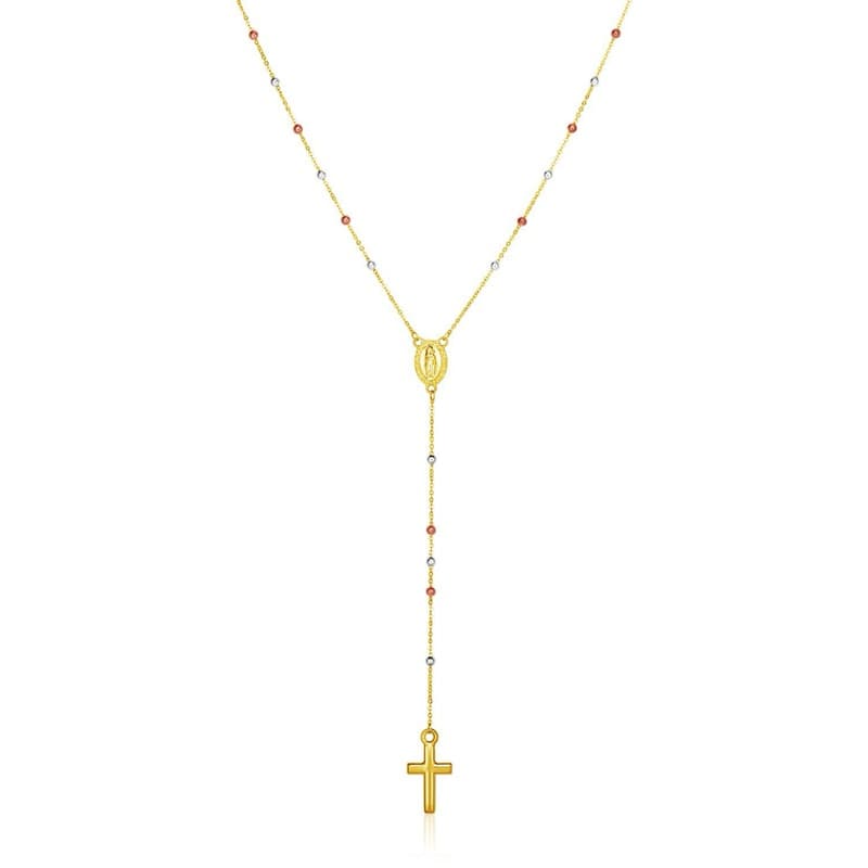 Collar Rosario, Oro Tricolor 14K