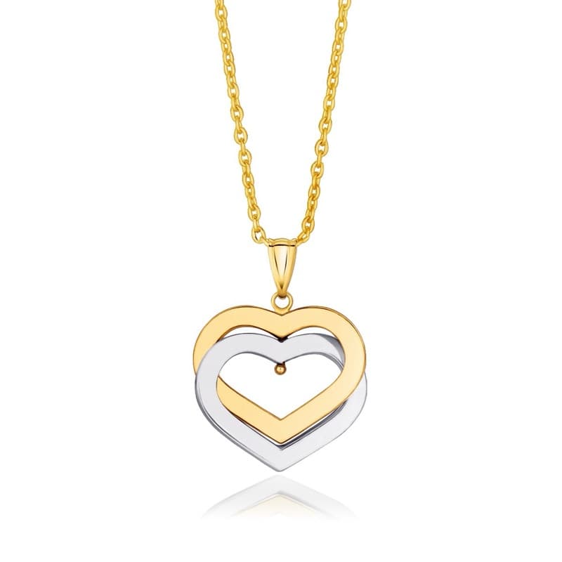 Collar Corazón, Oro Dos Tonos 14K