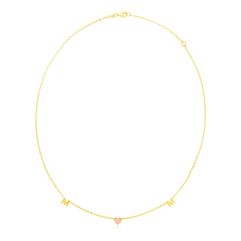 Mom Necklace, 14K Two-Tone Gold