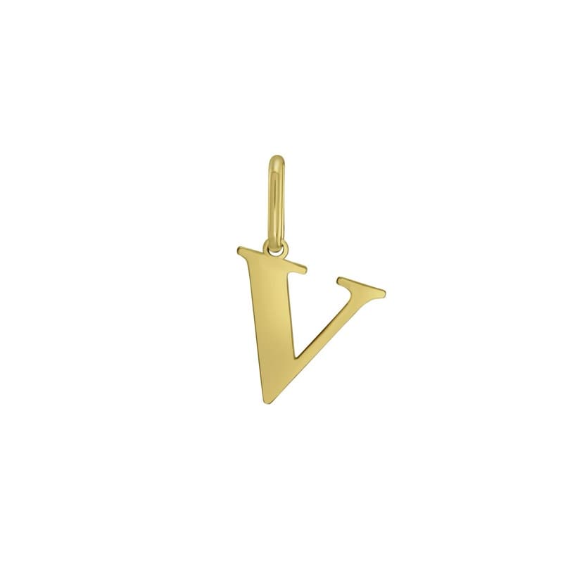 Initial “V” Pendant, 14K Yellow Gold