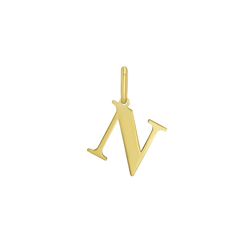 Dije Inicial «N», Oro Amarillo 14K