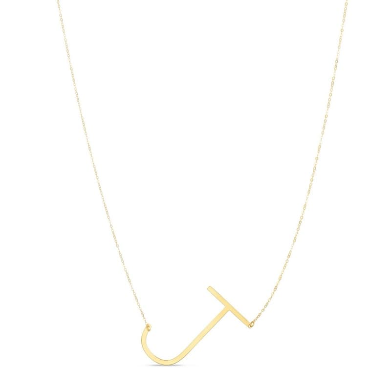 Initial “J” Pendant Necklace, 14K Yellow Gold