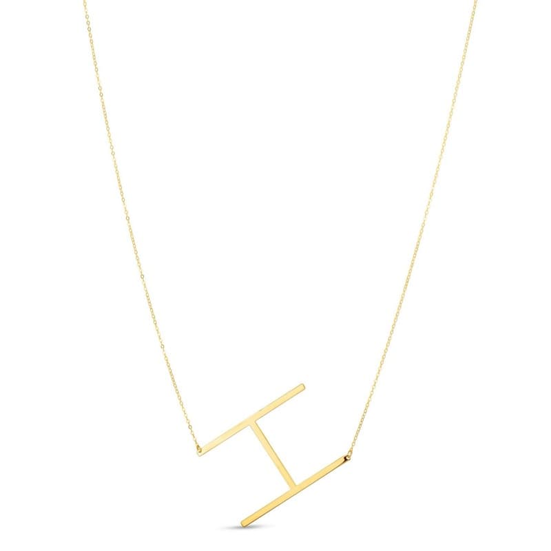 Initial “H” Pendant Necklace, 14K Yellow Gold