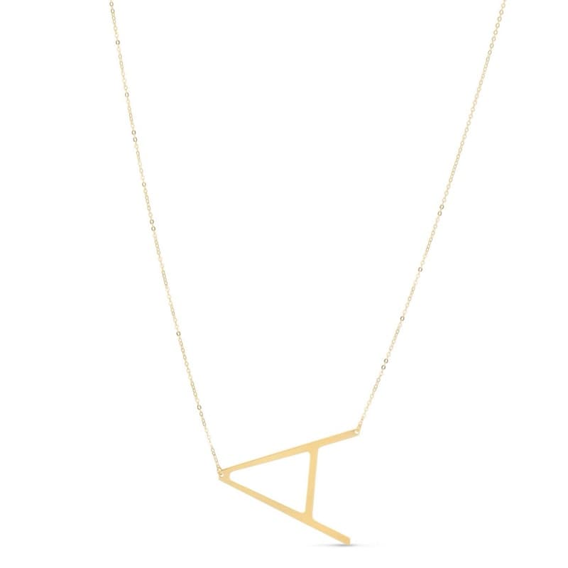 Initial “A” Pendant Necklace, 14K Yellow Gold