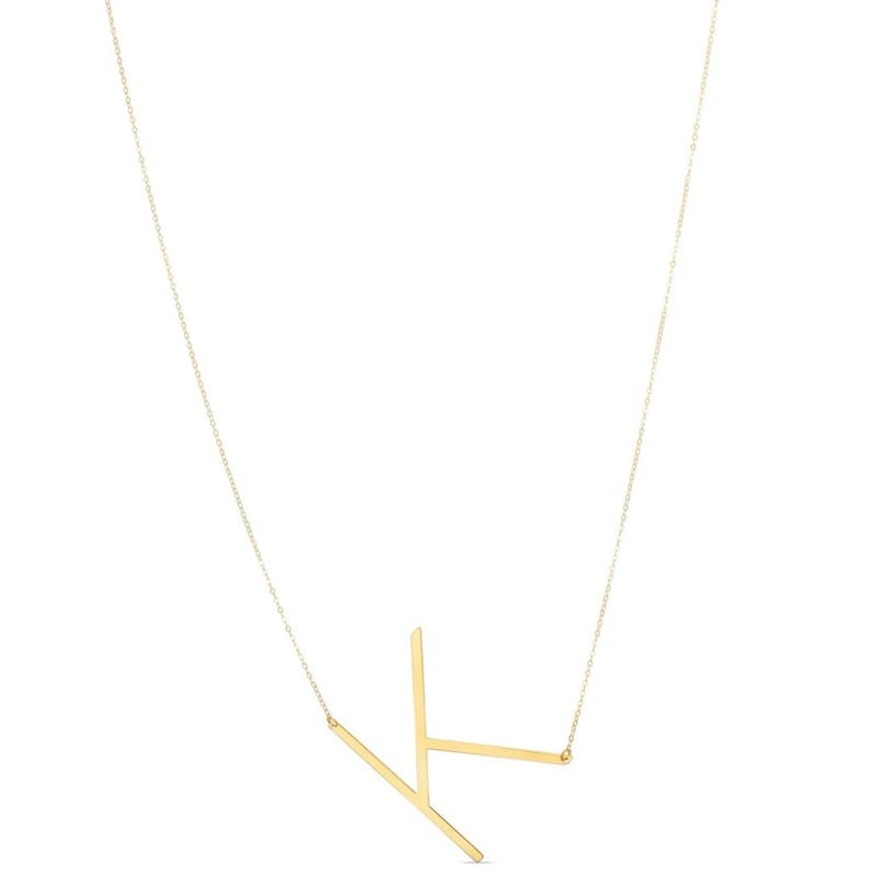 Initial “K” Pendant Necklace, 14K Yellow Gold